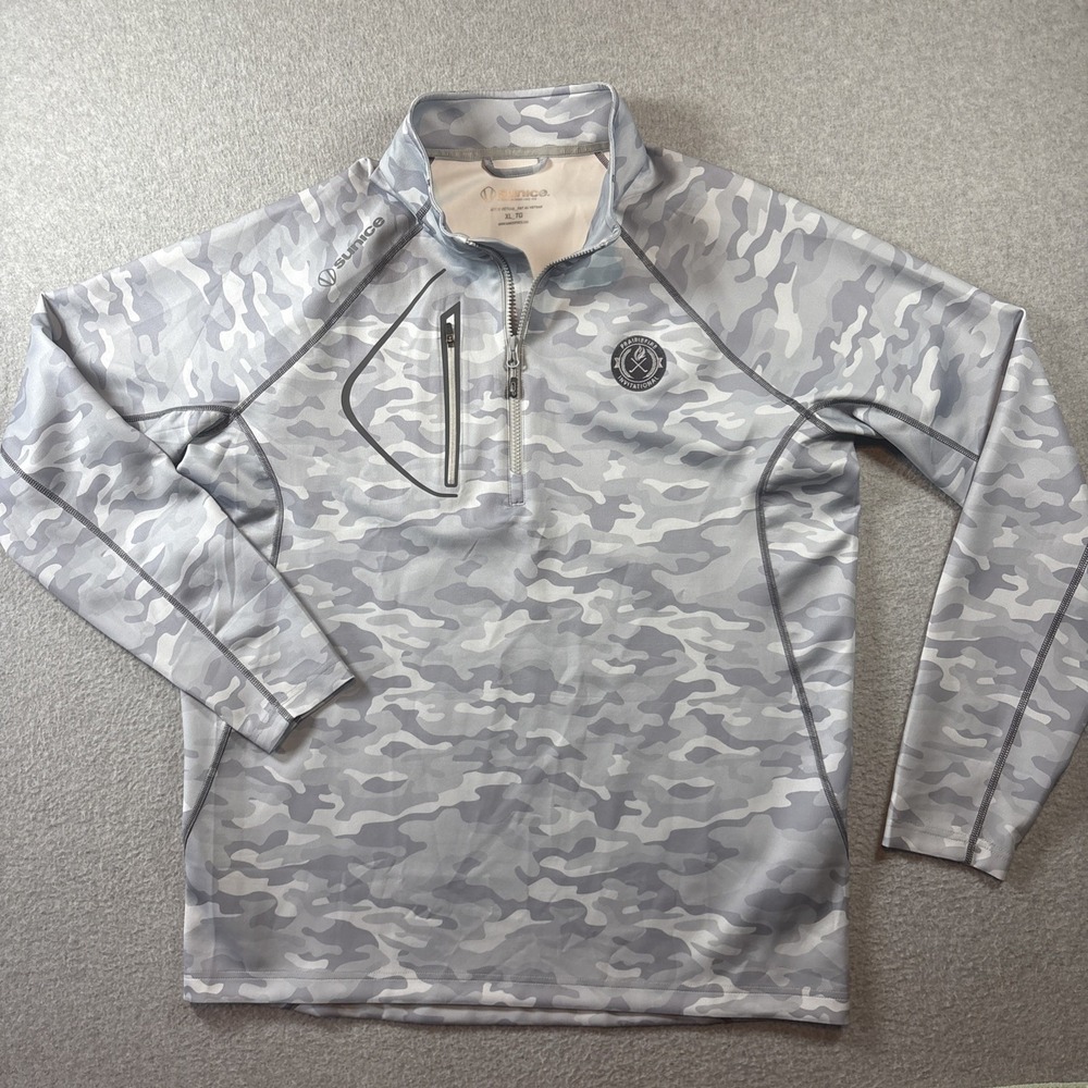 Sunice Performance Quarter Zip Men's XL Gray Camo Lightweight Golf Fishing